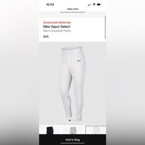 Nike White Men's Baseball Pants